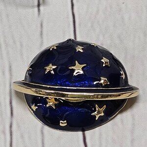 Blue Planet with Gold Star Accent Brooch